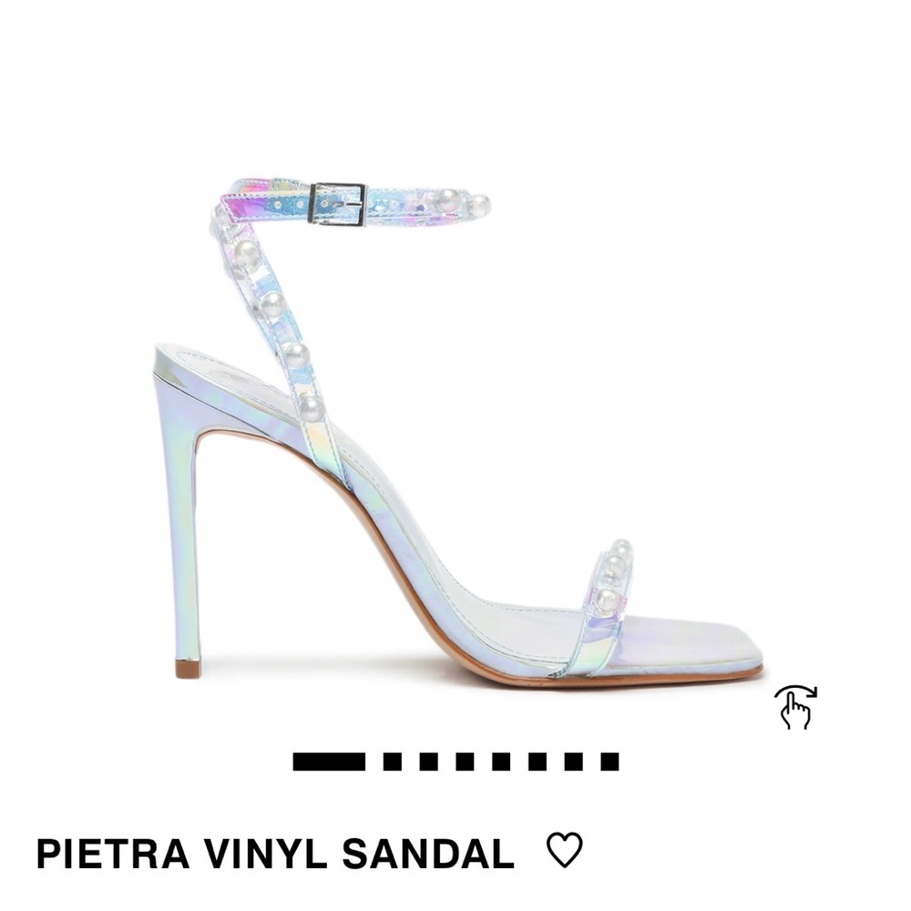 SCHUTZ Iridescent Pearl-Stud Ankle-Strap Heel